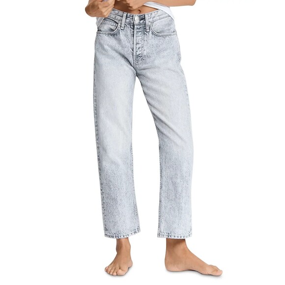 New Womens Designer Rag & Bone NWT $248 Maya HR Slim Jeans Acid Gray White 32 - Picture 9 of 9